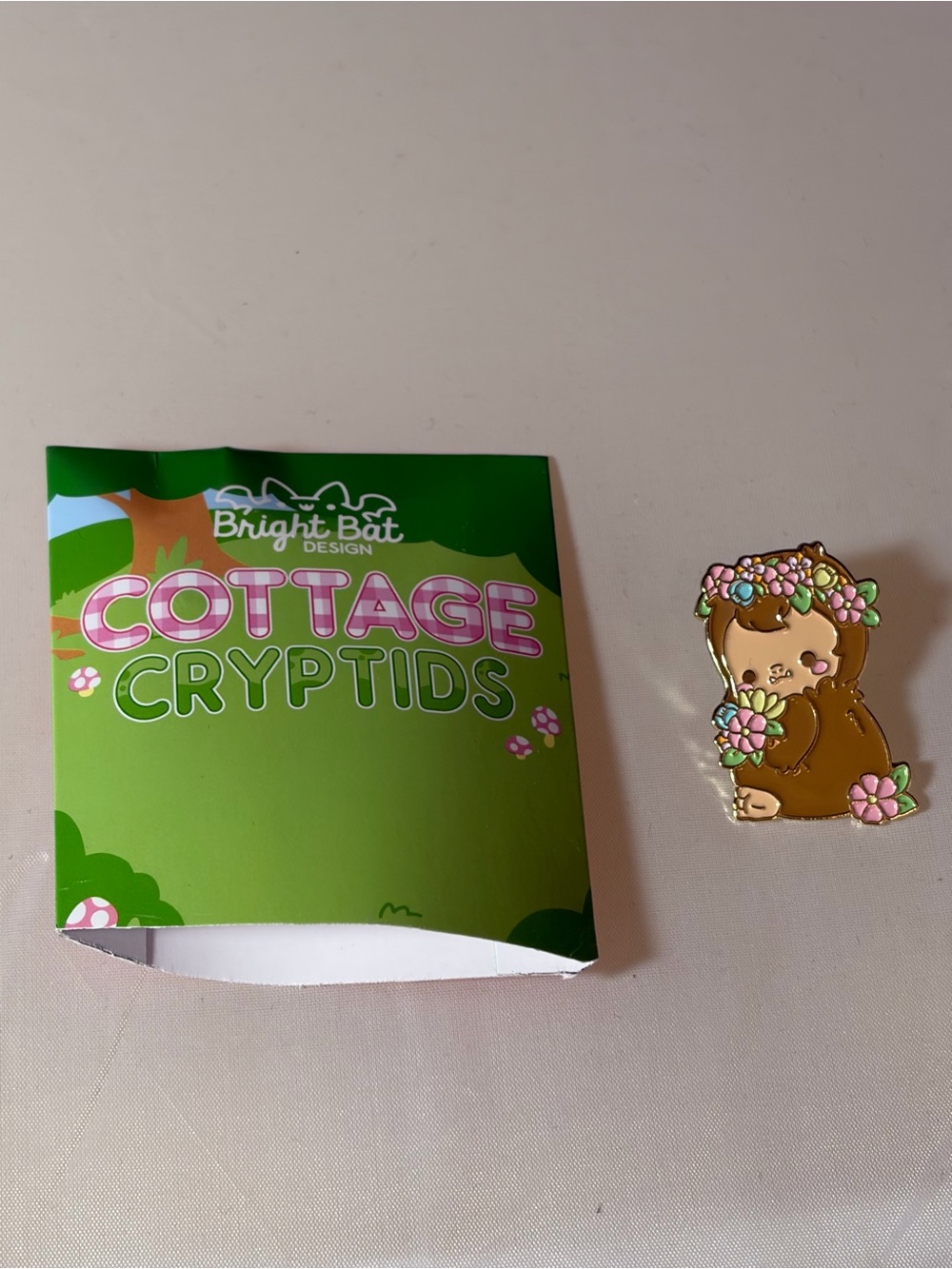 Bright Bat Cottage Cryptids Bigfoot with‎ Flower Crown